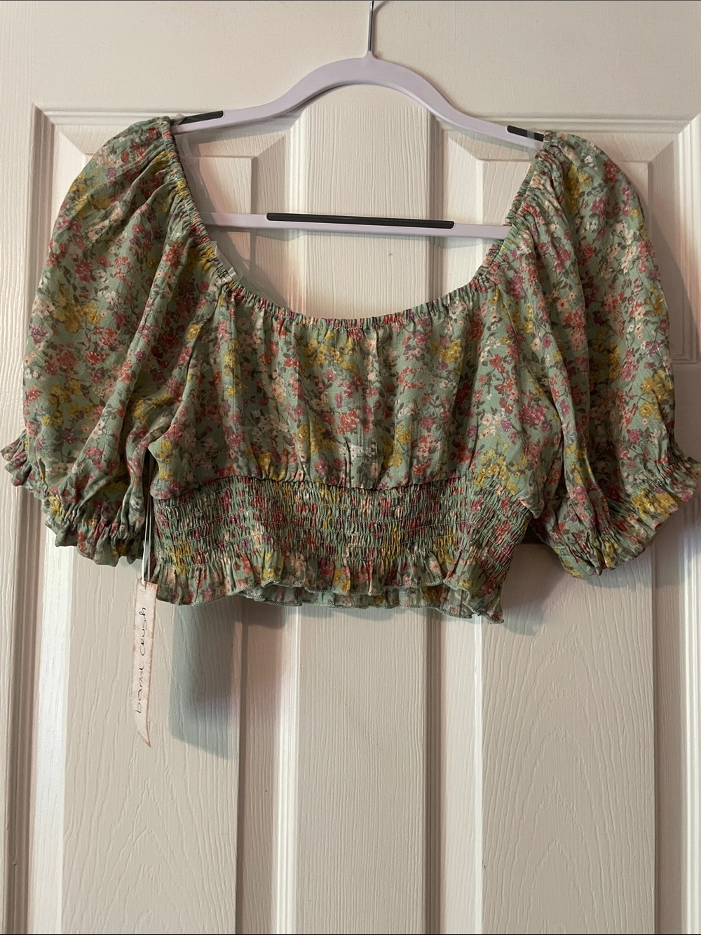 Boho Floral Puff-Sleeve Crop Top & Skirt Set - Sage Floral - Picture 5 of 6